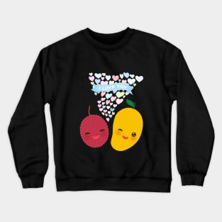 Kawaii lychee and mango with pink cheeks and winking eyes Crewneck Sweatshirt